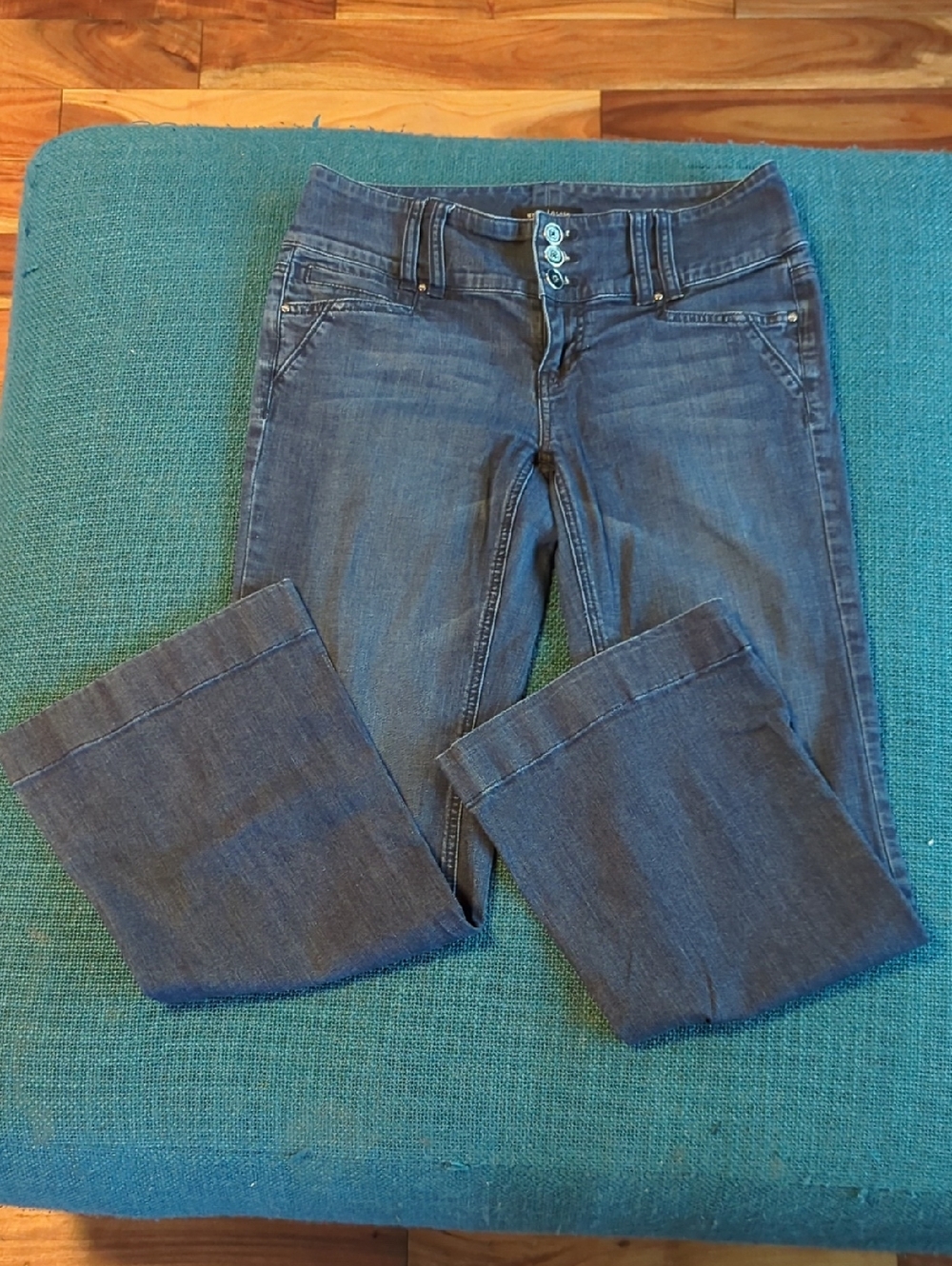 White House Black Market Indigo Bootcut Stretch Jeans Hemmed/Petite